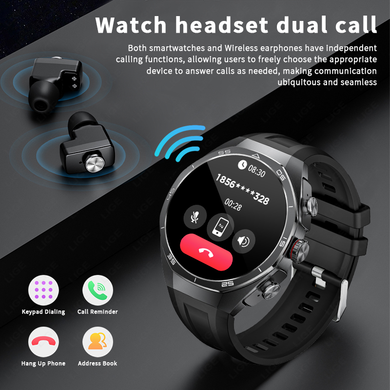 ساعة ذكية من LIGE مع سماعات رأ - مراجعة Earbuds Charging Case وسعره