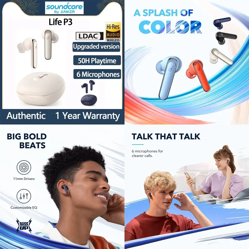 سماعات أذن Anker Life P3، بلوت - مراجعة Wireless Earbuds Tws وسعره