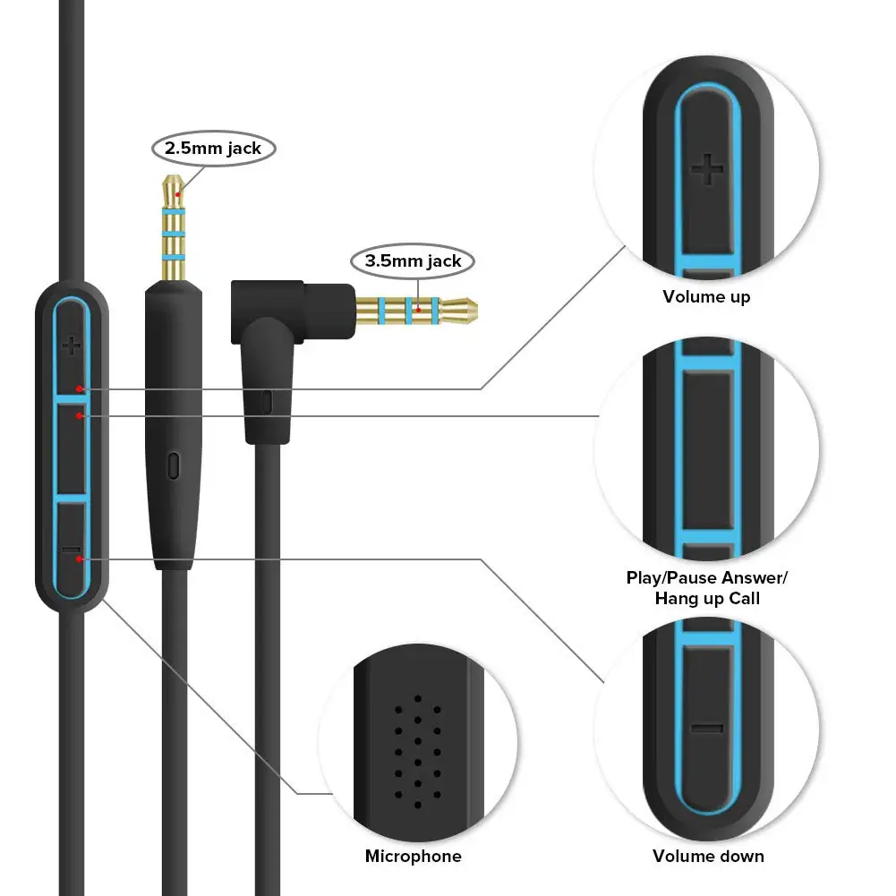 كابل صوت 2.5 ملم إلى 3.5 ملم ل - مراجعة Wired Earphone Mic وسعره